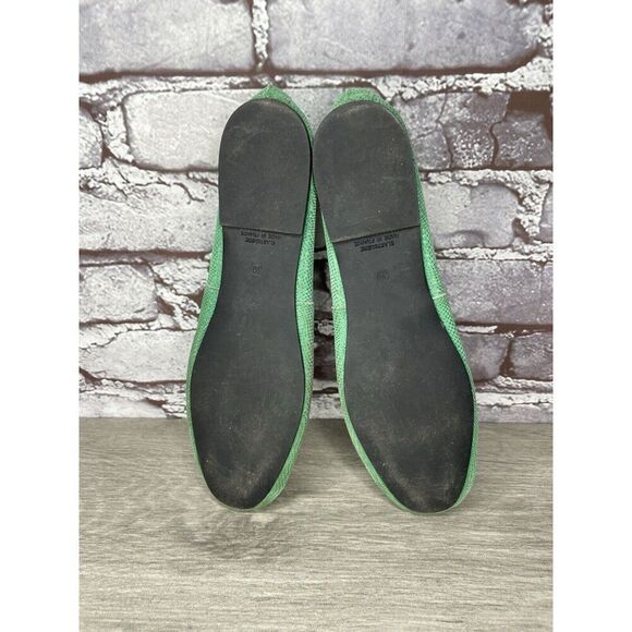 London Sole Green Leather Animal Print FRANCE Ballet Flats Women Sz 39EU/8.5M US - Picture 10 of 16